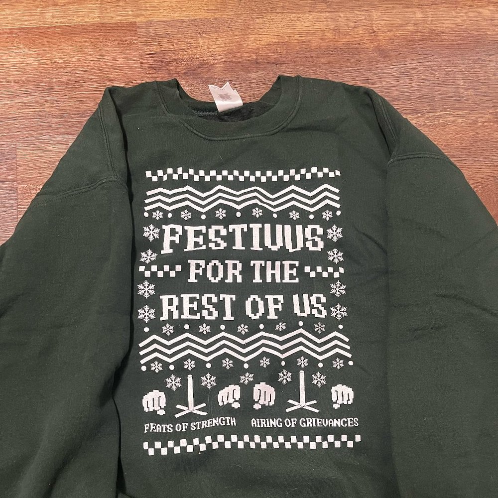 Festivus Seinfeld Green Holiday Crewneck Size XL Used